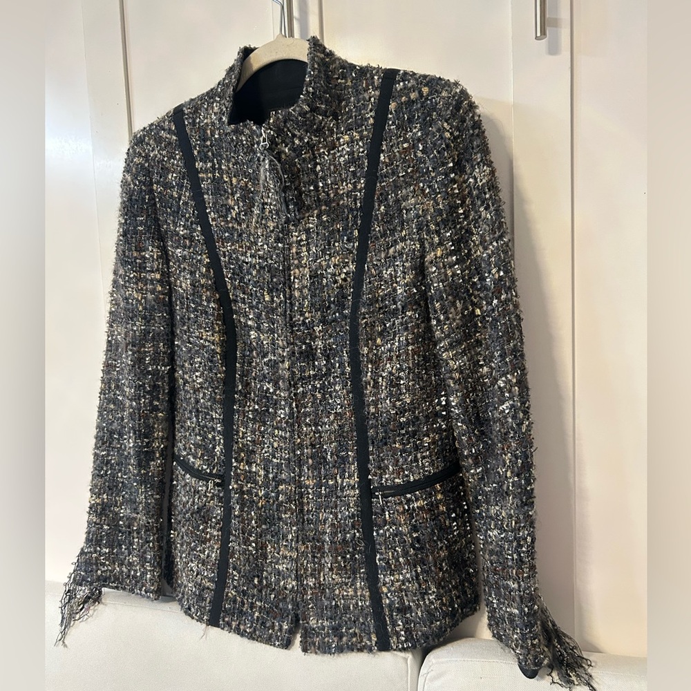Vintage Zion New York wool blend tweed zip up blazer